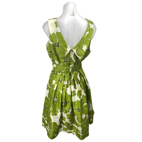 NEW Jessica Howard Green Satin Floral Sleeveless Belted Mini A-line Dress Sz 12 - Picture 2 of 4